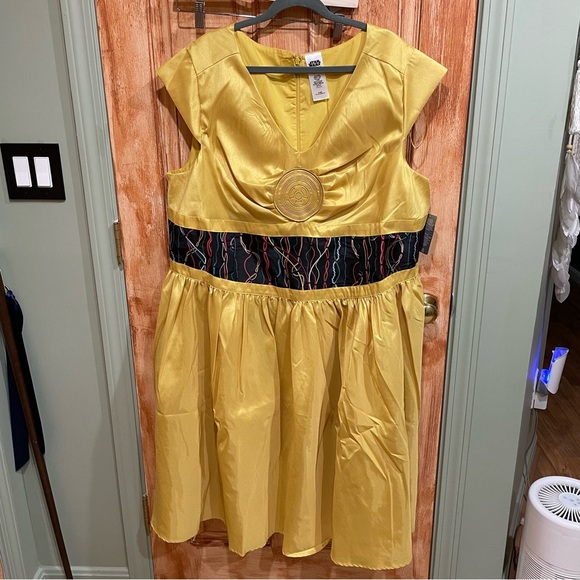 Disney Parks Dress Shop C-3PO Golden Star Wars Fit & Flare Cosplay Dress - Picture 2 of 8